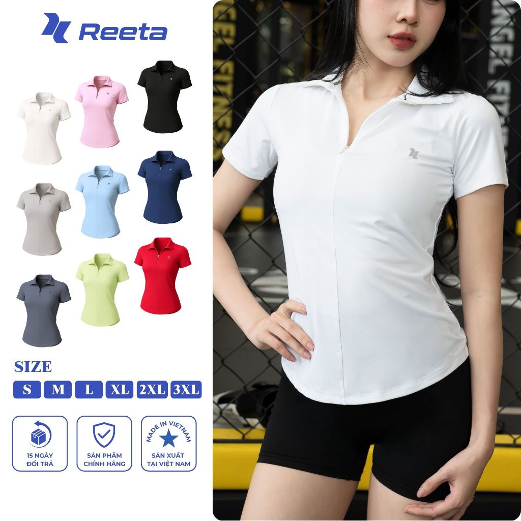 Áo polo thể thao nữ Reeta cổ áo khoá kéo,chất liệu thun co giãn,mềm mịn tập tennis, cầu lông, pickleball,chạy bộ. A038 | BigBuy360 - bigbuy360.vn