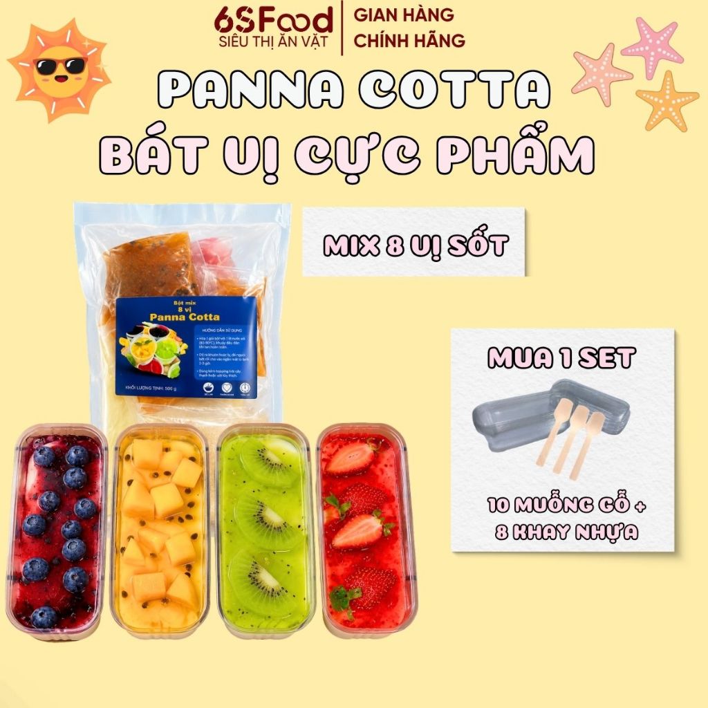 Set Nguyên Liệu Panna Cotta Bát Vị Cực Phẩm - Mix 8 Vị - 6SFOOD