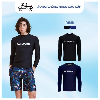 Đồ bơi nam - Áo bơi nam tay dài cao cấp BIKINI PASSPORT - Đen - BS348_BL