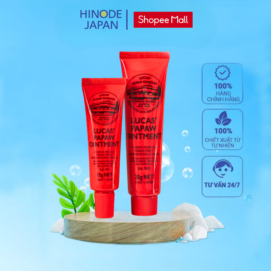 Kem dưỡng môi đu đủ giúp dưỡng môi mềm mịn, giảm khô môi Lucas Papaw Remedies 15g/ 25g