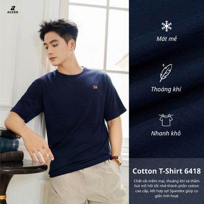Áo Thun Thể Thao Nam AUZED, Chất Liệu Cotton Mềm Mịn, Áo Thun Nam Co Giãn Tốt, Thấm Hút Tốt 6418