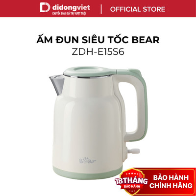 Ấm Đun Siêu Tốc 1.5L Bear ZDH-E15S6 (EKT-155GK) - 1500W, Lòng Inox 304, Sôi Nhanh - Hàng Chính Hãng