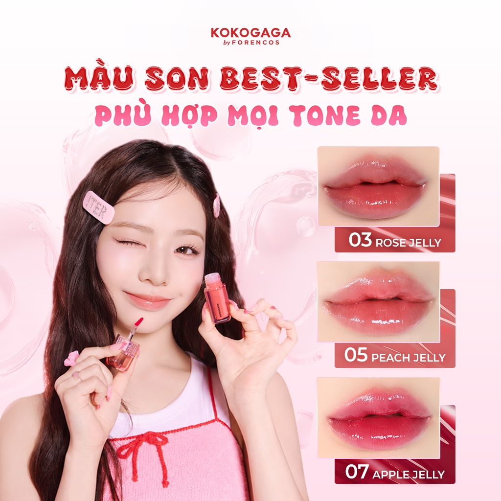 [KOKOGAGA] Son tint bóng thuần chay giúp môi căng mọng như thạch KOKOGAGA Nyang Jelly Glow Tint 4ml | BigBuy360 - bigbuy360.vn