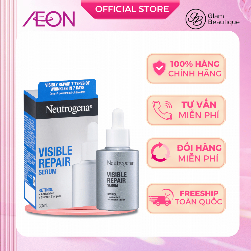 Tinh Chất Giảm Nhăn Neutrogena Visible Repair Retinol Serum 30ml | Glam Beautique