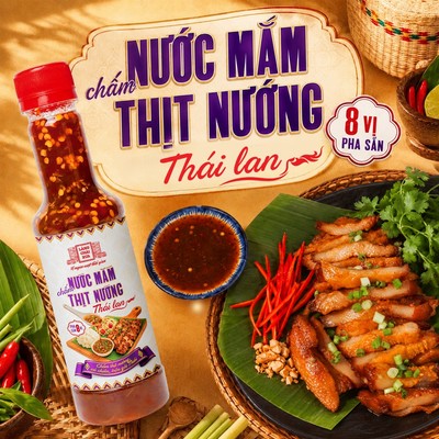 Nước Mắm Chấm Thịt Nướng Thái Lan pha sẵn 8 vị Làng Chài Xưa chai nhựa 310g