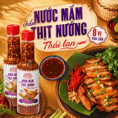 Combo 2 Chai Nước Mắm Chấm Thịt Nướng Thái Lan pha sẵn 8 vị Làng Chài Xưa chai nhựa 310g