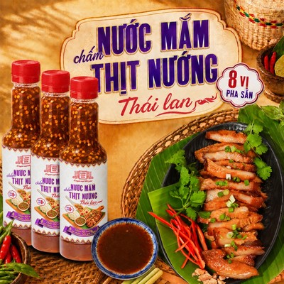 Combo 3 Chai Nước Mắm Chấm Thịt Nướng Thái Lan pha sẵn 8 vị Làng Chài Xưa chai nhựa 310g