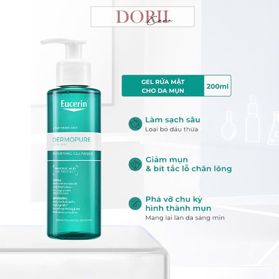 [SVIP] Eucerin Sữa Rửa Mặt Dạng Gel Dành Cho Da Nhờn Mụn ProAcne Cleansing 200ml