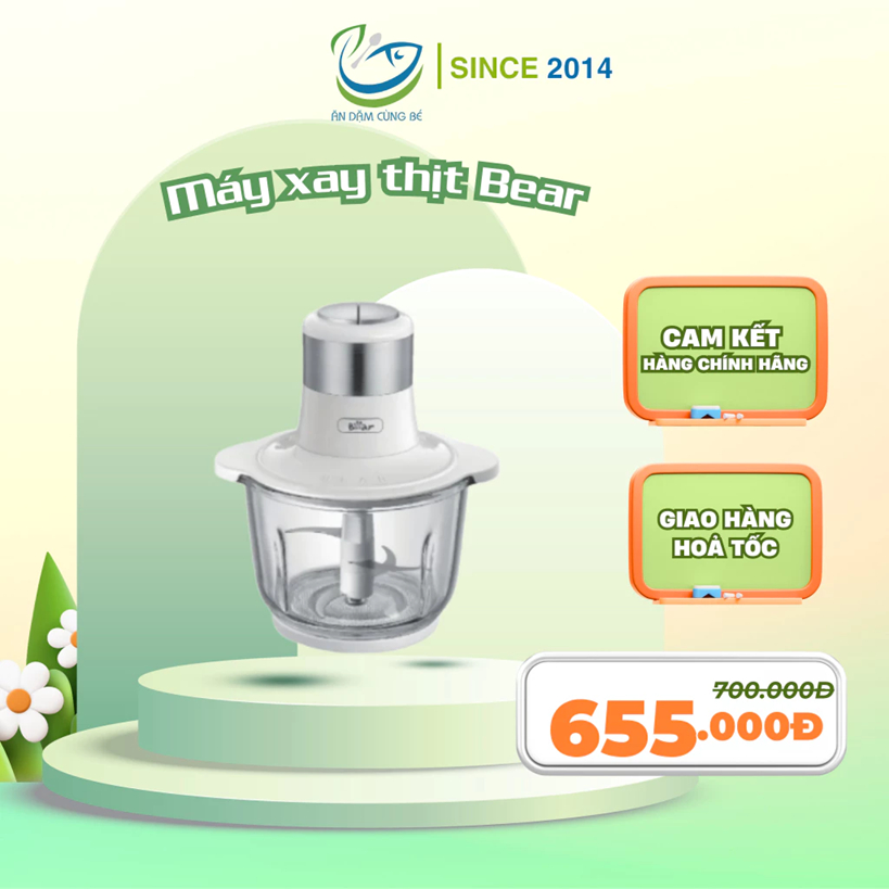 Máy xay thịt Bear SB-MA02L cối thủy tinh, BH chính hãng 18 tháng