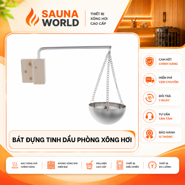 Bát Tưới Tinh Dầu Sauna World Inox Chịu Nhiệt Phụ Kiện Phòng Xông Hơi Khô Sauna