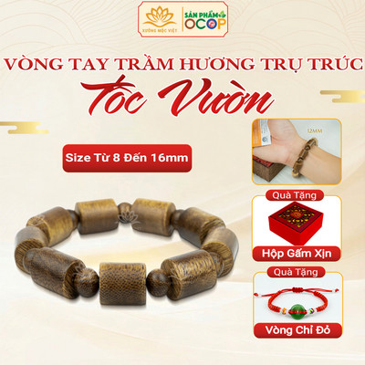 Vòng tay trầm hương Trụ trúc Tóc vườn Xưởng Mộc Việt size 8/10/12/14/16mm mang bình an may mắn