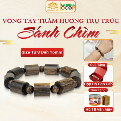 Vòng tay trầm hương trụ trúc Sánh Chìm cho nam nữ mang bình an may mắn tài lộc - Xưởng Mộc Việt