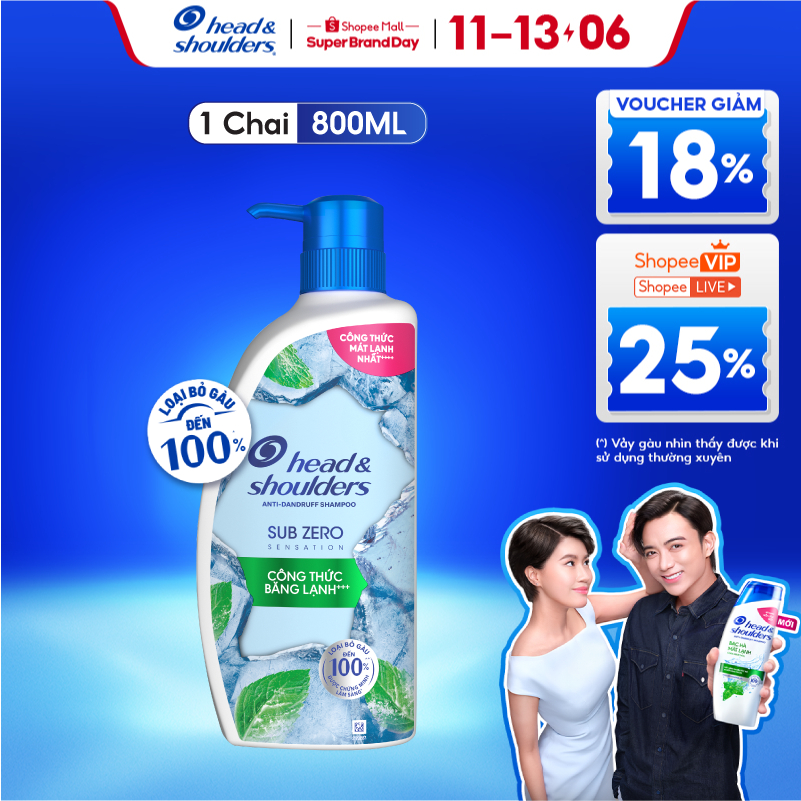Dầu Gội Sạch Gàu HEAD & SHOULDERS Sub Zero Băng Lạnh - Chai 800ml