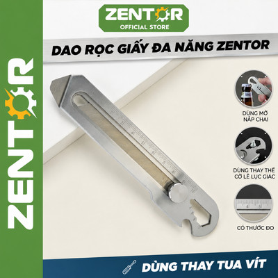 Dao rọc giấy ZENTOR tiện ích đa năng 18mm lưỡi thép không gỉ sắc bén, tích hợp nhiều chức năng