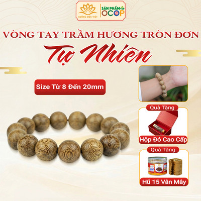 Vòng tay trầm hương tự nhiên Hạt Tròn Xưởng Mộc Việt vòng trầm tóc kiến may mắn bình an tài lộc