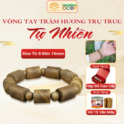 Vòng tay trầm hương tự nhiên Trụ Trúc Xưởng Mộc Việt vòng trầm tóc kiến may mắn bình an tài lộc