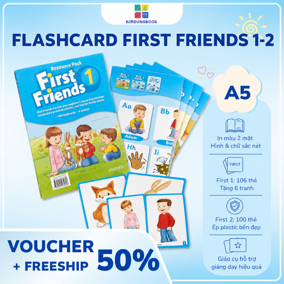 Flashcard First Friends 1,2 | Thẻ Từ Vựng First Friends | Bộ Flashcard 2 Mặt Hình & Chữ Cho Bé