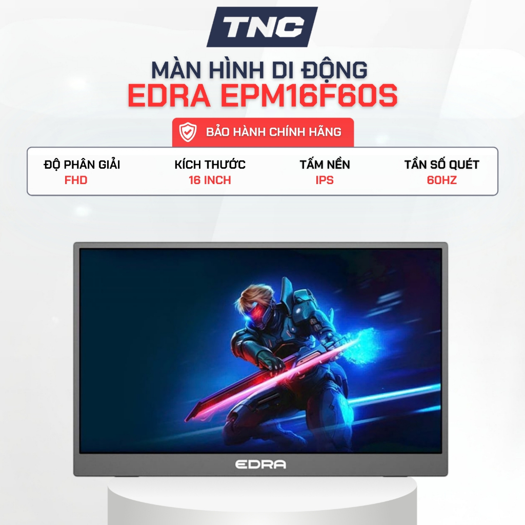 Màn Hình Di Động EDRA EPM16F60S 15.6 Inch/ FHD/ IPS/ 60Hz/ 5ms/ HDR10/ Type-C HDMI 2.1 - BH 2 Năm