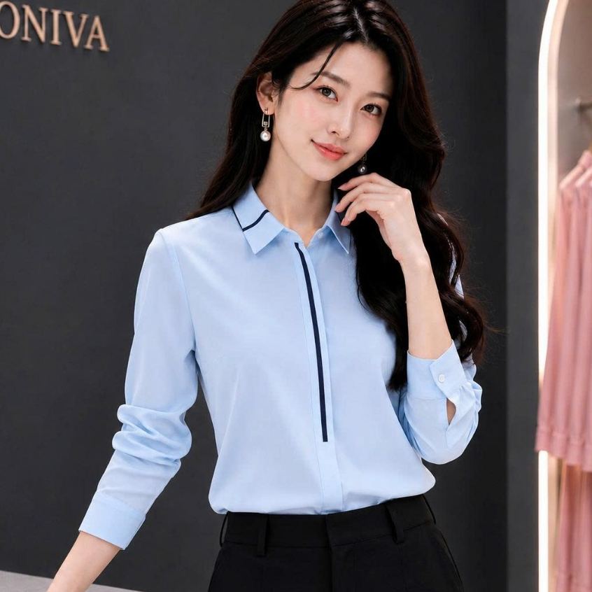 Áo Sơ Mi Nữ Dài Tay Viền Nẹp YG855 Thời Trang TOP FASHION SHOP Chất Vải Cao Cấp, Bền đẹp