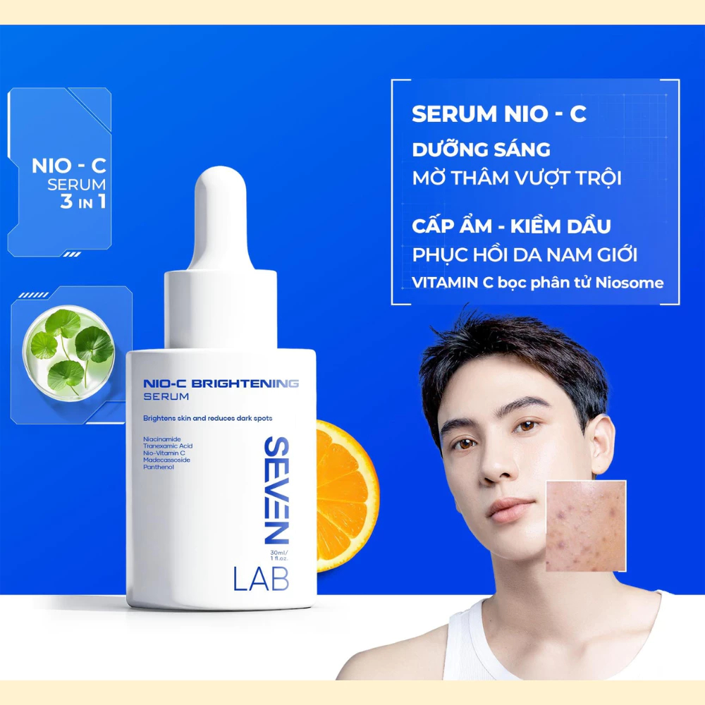 Serum dưỡng trắng da mặt nam giới SevenLab Nio Vitamin C dưỡng sáng, mờ thâm vượt trội 30ml