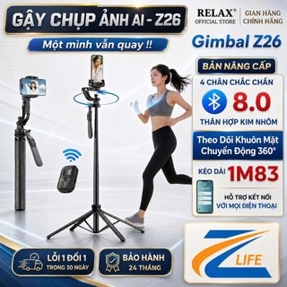 Tripod Điện Thoại AI Z26 Kiêm Gimbal Xoay 360 Độ Chống Rung Theo Dõi Chuyển Động Nâng Cấp 2026