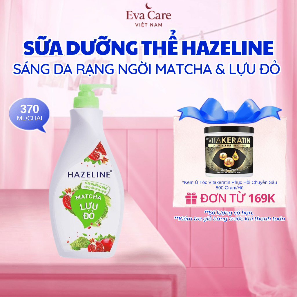 Hazeline Sữa Dưỡng Thể Matcha & Lựu Đỏ 370ml – Dưỡng Da Sáng Mịn Tự Nhiên