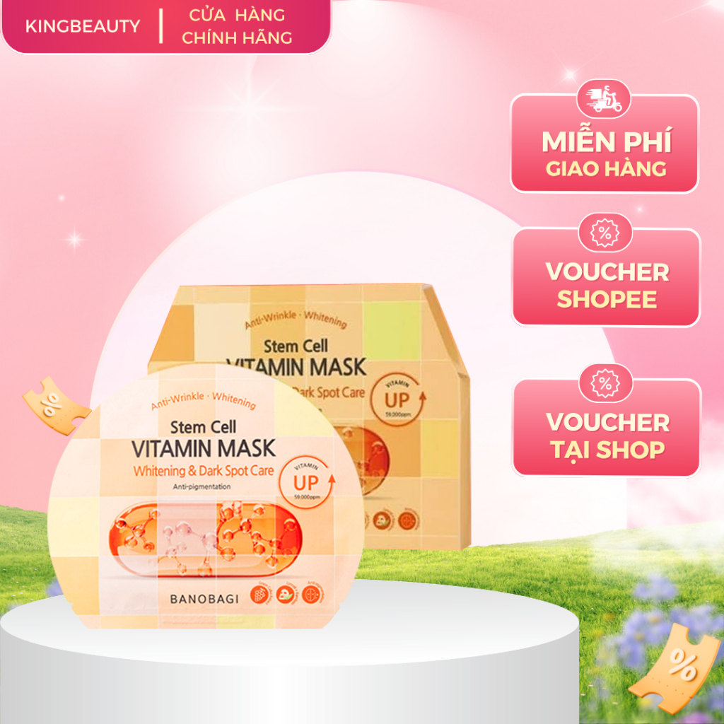 Hộp 10 Mặt nạ BANOBAGI Làm Mờ Thâm, Đều Màu Da Stem Cell Vitamin Mask 30ml x10 - CARO Dark Spot Care