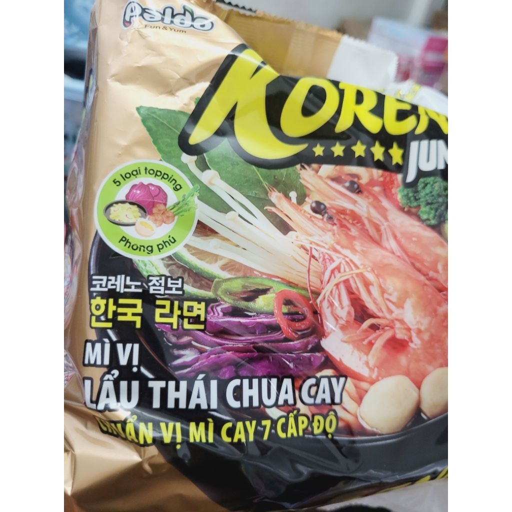 Bịch 5 gói mì tôm lẩu thái Koreno Jumbo