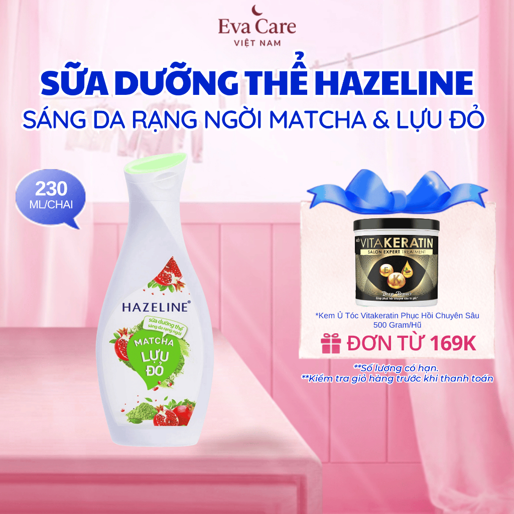 Hazeline Sữa Dưỡng Thể Matcha & Lựu Đỏ 230ml – Dưỡng Da Sáng Mịn Tự Nhiên
