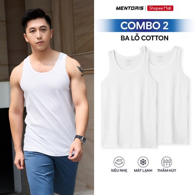 COMBO 2 Áo Ba Lỗ Lót Trong Nam MENTORIS Vải Cotton Mền Mịn, Thoáng Khí,Form Vừa Người CB2.MIAL25A001