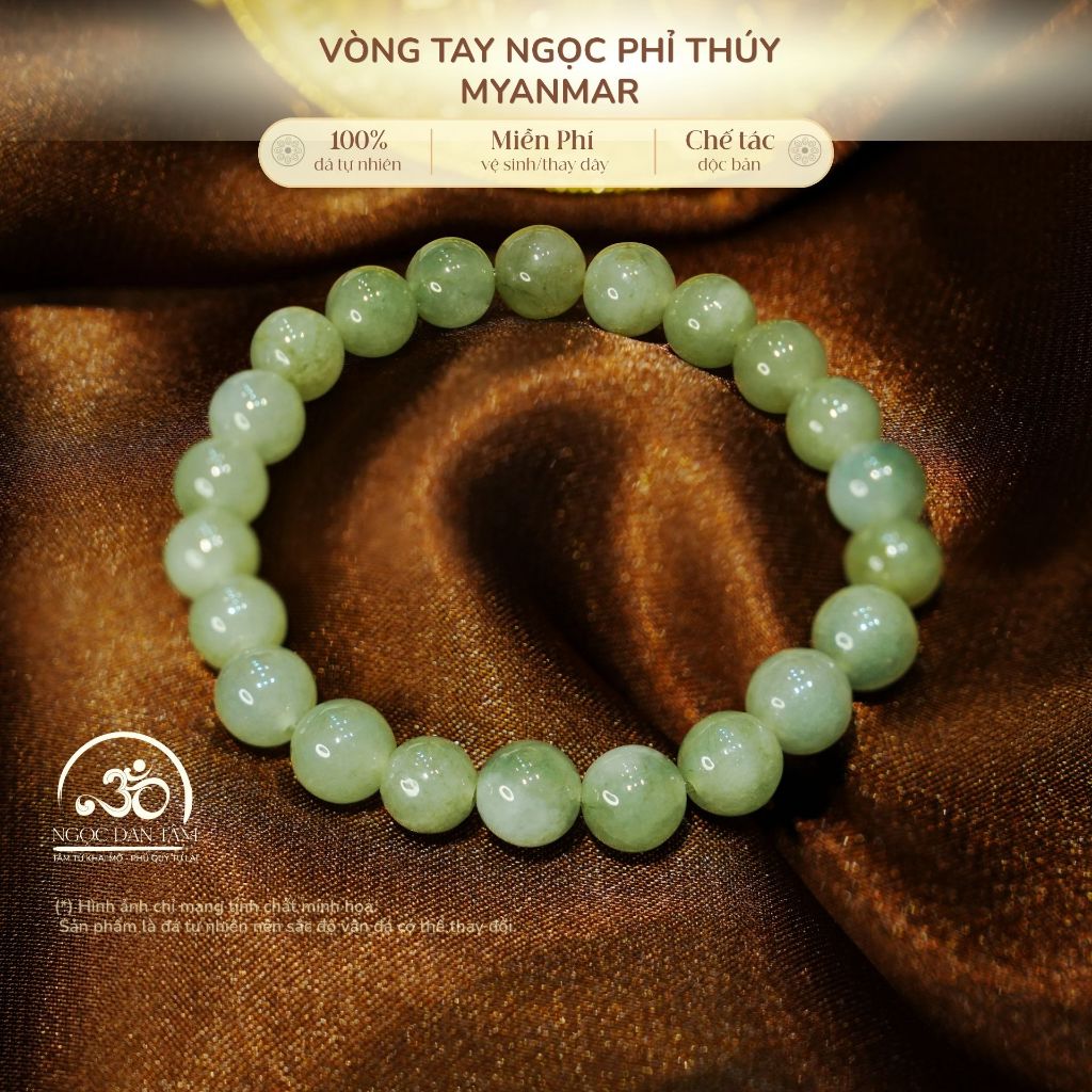 Ngọc Đan Tâm - Vòng tay Ngọc Phỉ Thúy Myanmar 7.64mm - 8.11mm (LIULAB 823435)