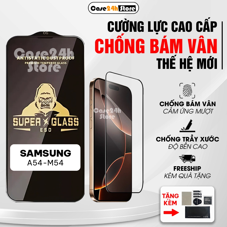 Kính cường lực Samsung A54 / M54 trong suốt full màn, chống bám vân, chống ánh sáng xanh | KKD