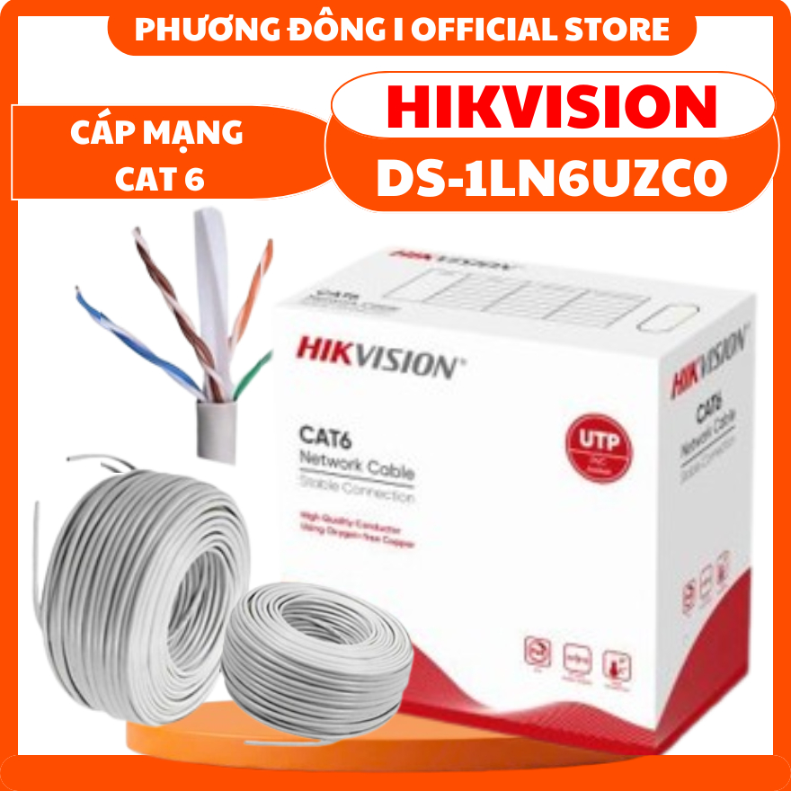 CÁP MẠNG CAT6 HIKVISION DS-1LN6UZC0 305M - LÕI ĐỒNG, VỎ BỌC PVC