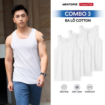 COMBO 3 Áo Ba Lỗ Nam MENTORIS Cotton Phù Hợp Mặc Lót Trong,Form Vừa Người,Mềm Mại Thoáng Khí CB3.MIAL25A001