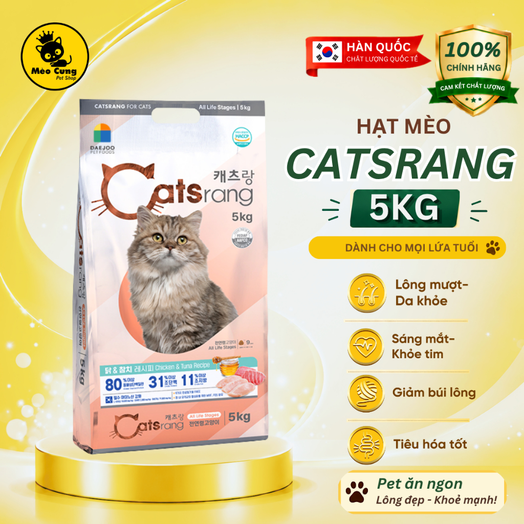 [CATSRANG CHÍNH HÃNG] HẠT THỨC ĂN CATSRANG CHO MÈO MỌI LỨA TUỔI 5KG