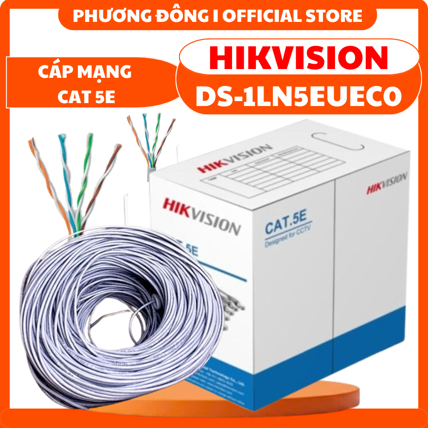 CÁP MẠNG CAT5E HIKVISION DS-1LN5EUEC0 305M - LÕI ĐỒNG, VỎ HDPE, CHUYÊN CAMERA POE