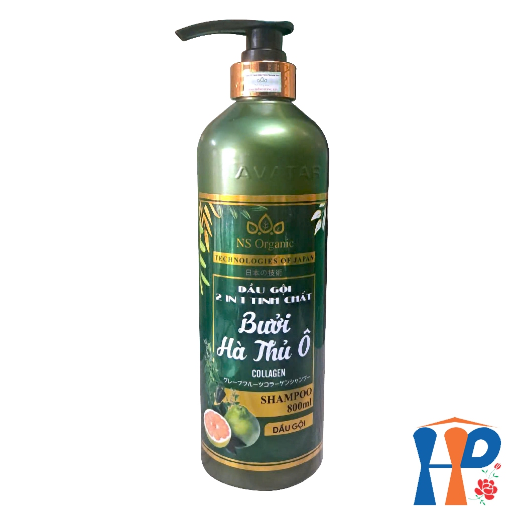 Dầu gội Bưởi & Hà Thủ Ô NS Organic Grapefruit Collagen 2 in 1 Shampoo 800ml tóc chắc khỏe/ Hani Peni