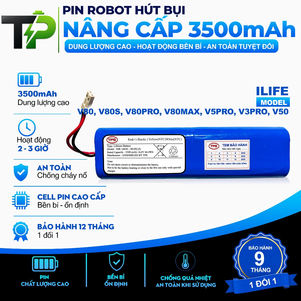 PIN ROBOT HÚT BỤI NÂNG CẤP ILIFE V80, V80S, V80PRO, V80MAX, V5PRO, V3PRO, V50.... BẢO HÀNH 12THÁNG