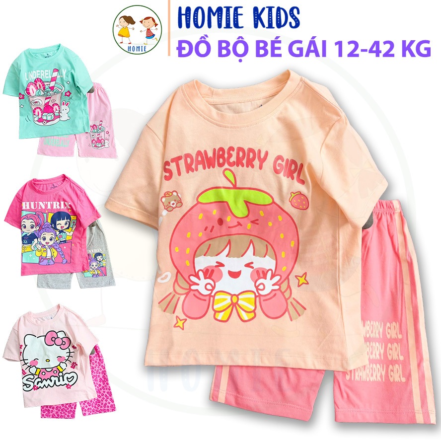 Quần áo bé gái size đại 12-42 kg set đồ bộ trẻ em vải thun cotton mềm in hoạt hình kuromi dễ thương 