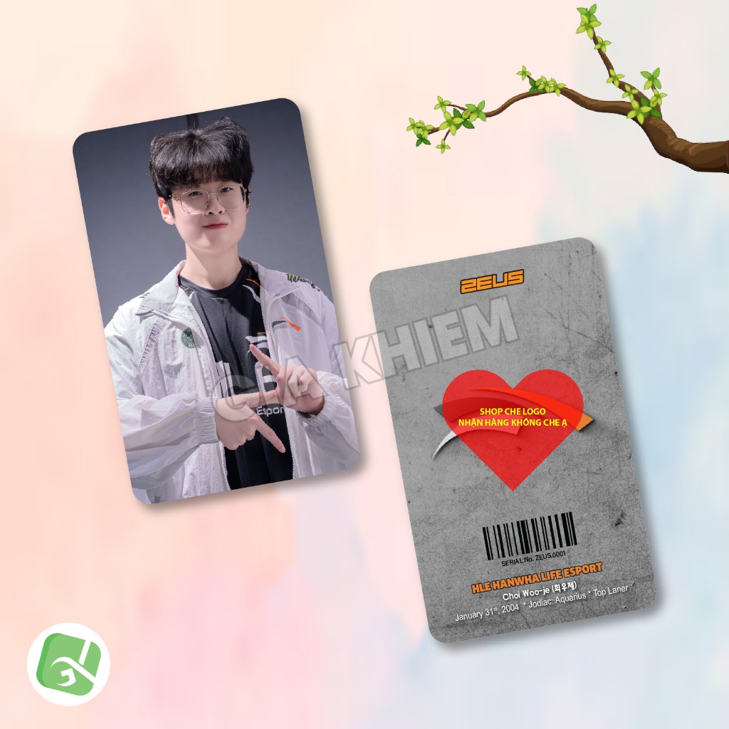 Photocard Zeus (P1) Choi Woo-je 최우제 LOL HLE HANWHA LIFE ESPORT Size 5.5x9cm