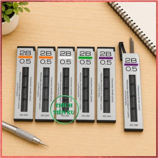 Conbo 5 tép nhỏ ruột chì kim 2B ngòi 0.5 mm dùng trong học tập thay thế ngòi bút.