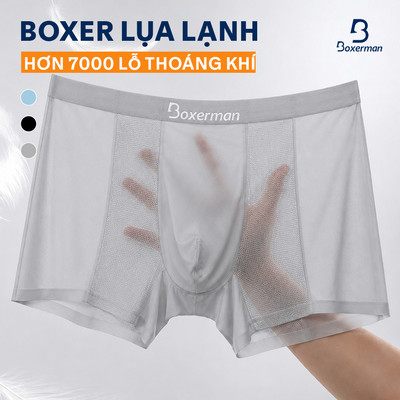 Combo 3 Quần sịp nam boxer PROMESH chất vải lụa băng mềm mịn thoáng khí BOXERMAN