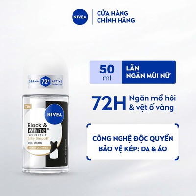 Lăn Ngăn Mùi NIVEA Black& White Invisible Silky Smooth (50 ml) - 83784