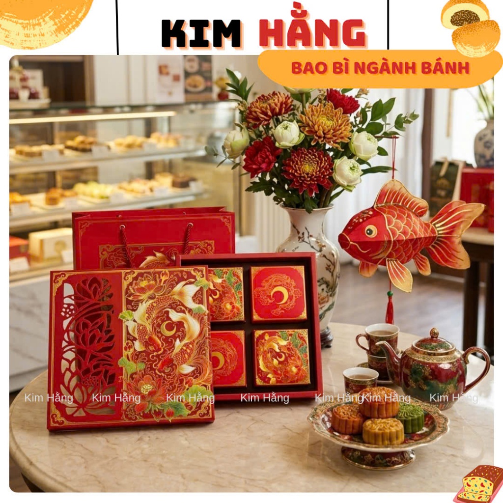 Hộp đựng 4 bánh Trung Thu Nguyệt Liên - Hộp đựng trung thu 4 bánh 150gr - 250gr  . Mẫu Mới 2026