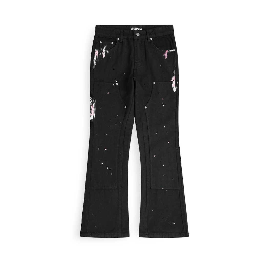 GWYN DOUBLE KNEE FLARE JEANS/ BLACK