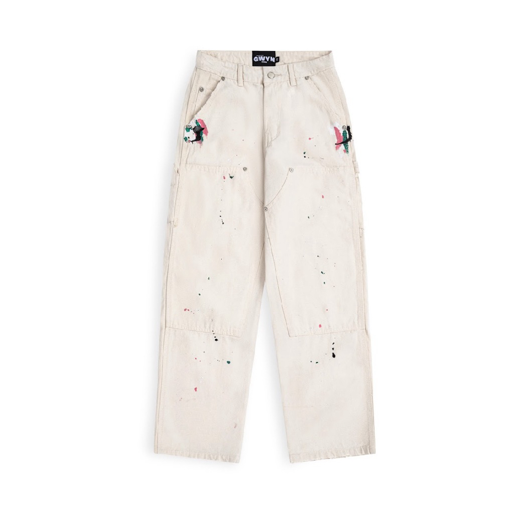 GWYN DOUBLE KNEE JEANS/ WHITE