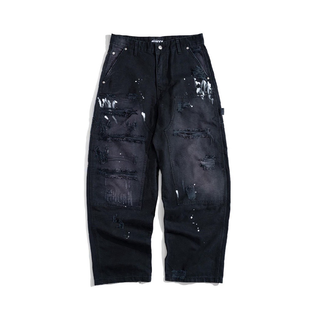 GWYN STATIC DISTRESSED BAGGY JEANS/ BLACK
