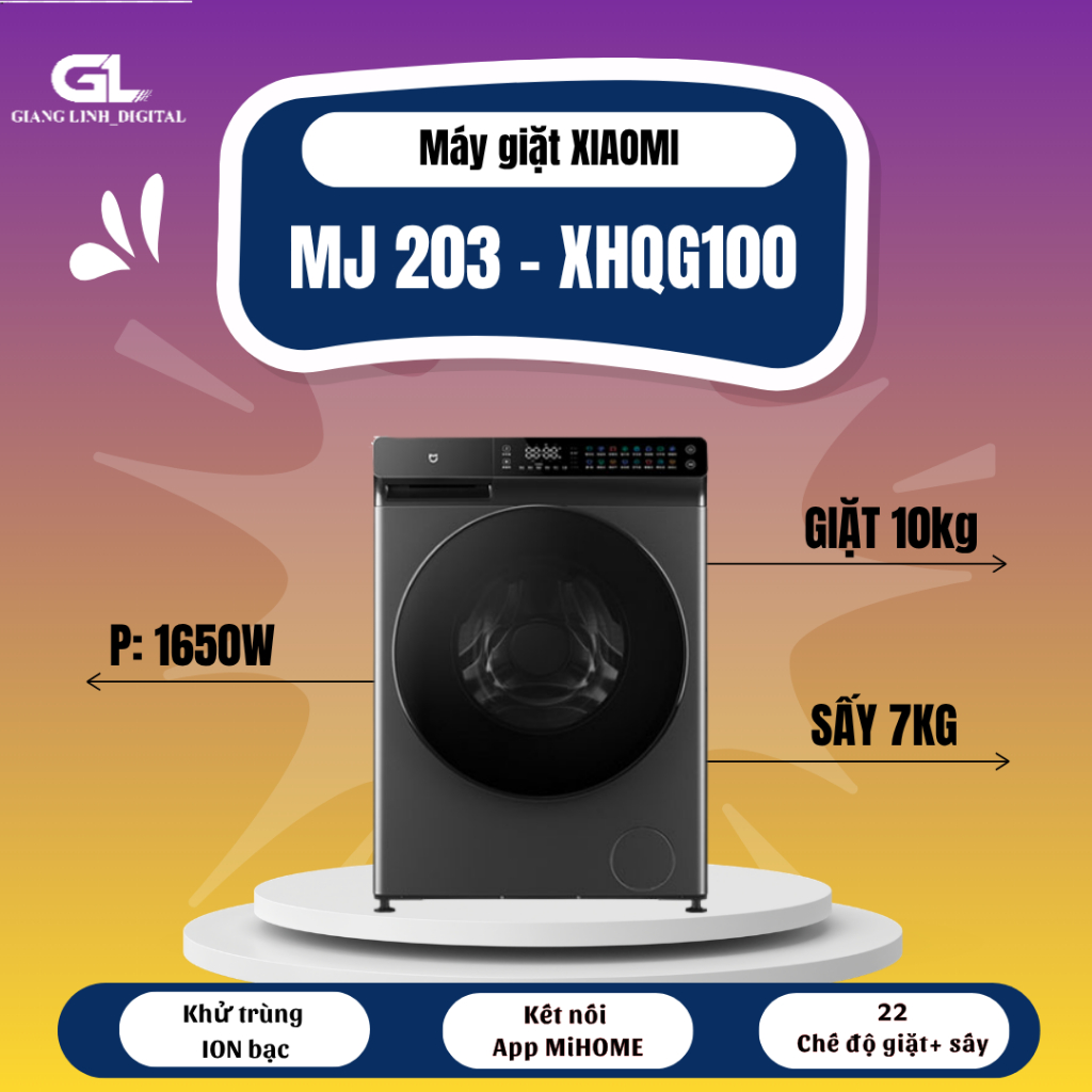 Máy giặt sấy MJ203 Xiaomi Mijia giặt 10kg sấy 7kg tự điều chỉnh nước giặt
