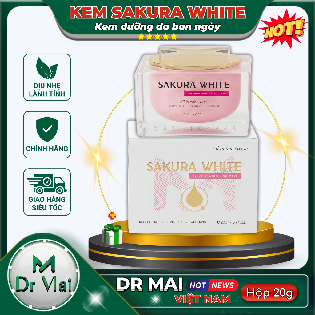 Kem dưỡng trắng da chống nắng hoa anh đào Sakura White Nmn 1000 All in one cream