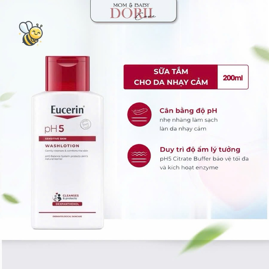 Eucerin Sữa tắm dạng gel pH cho da nhạy cảm (có mùi) Eucerin pH5 Washlotion 200ml